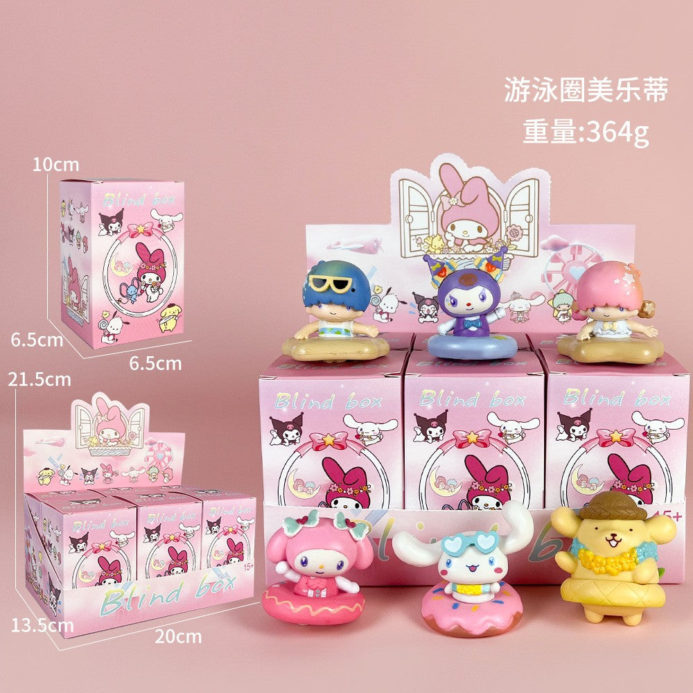 Kit com 5 peças - Sanrio Cinnamoroll, Figura de Anime Pochacco Kuromi Pom Pom Purin Hello Kitty, Bonecos de Ação Modelo My Melody, Presentes