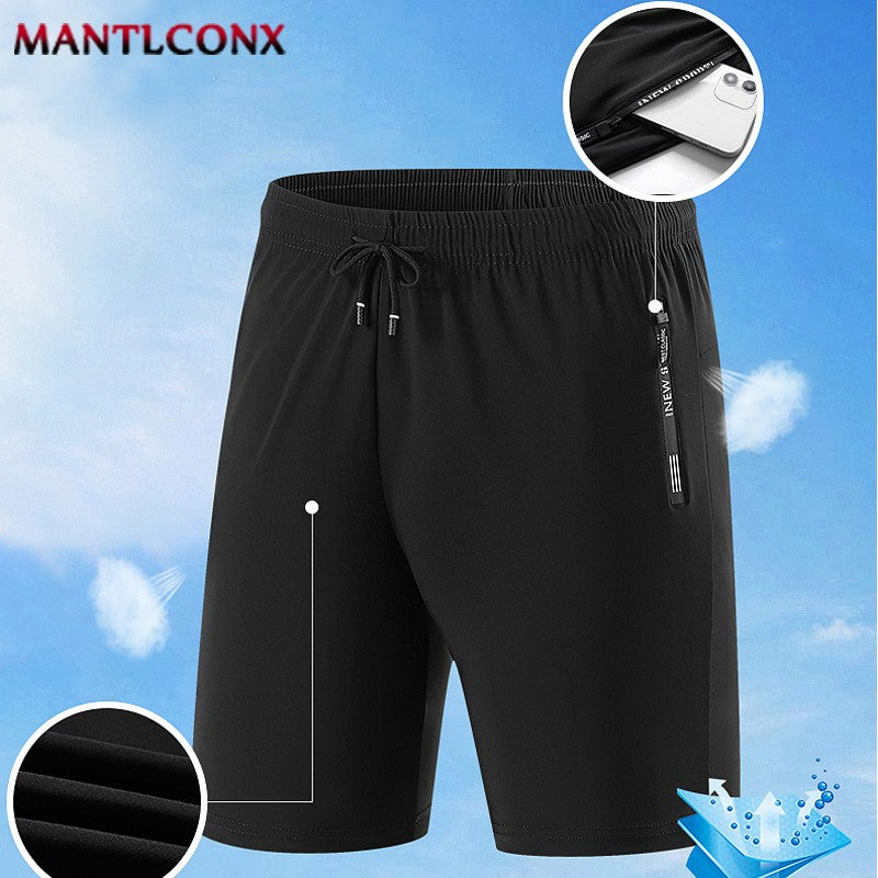 Quick Dry Shorts Men Summer Thin Short Pants Running Sports Bottom Gym Fitness Beach Zipper Pocket Loose Short Sweatpants Men