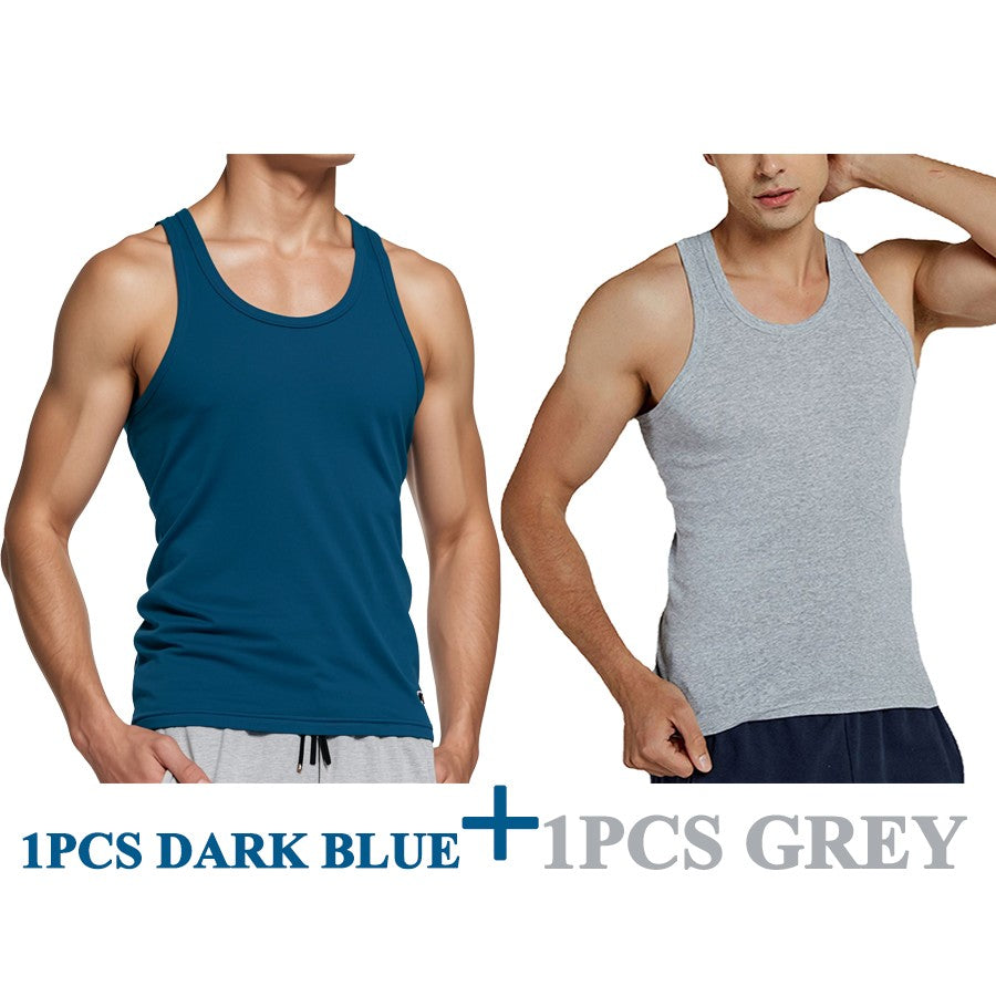 Tank Tops Men New 100% Cotton Solid Vest Mens Slim Casual Breathable Sleeveless