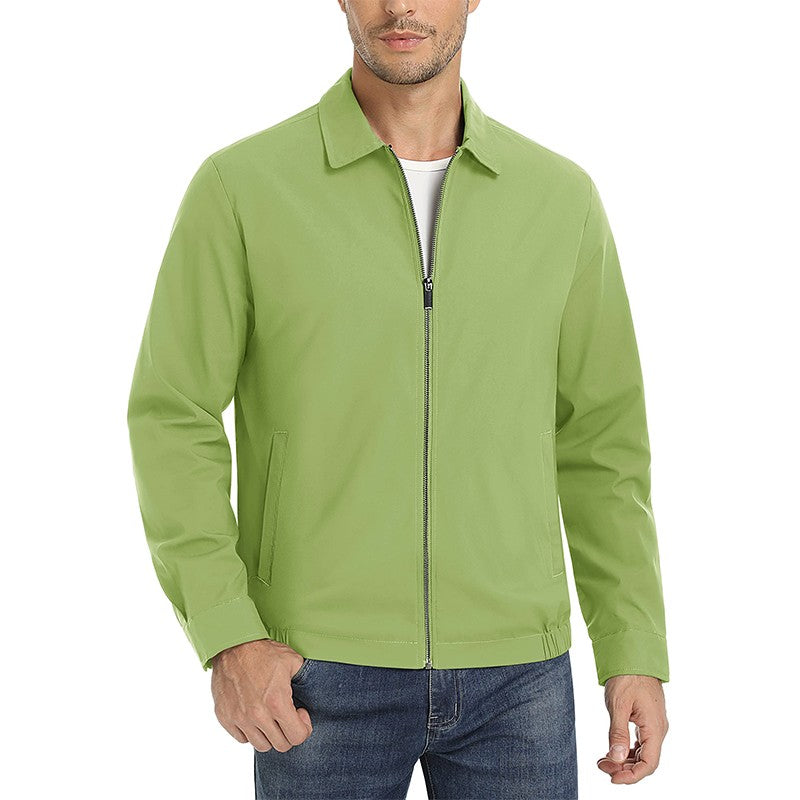 MAGCOMSEN Men's Zip-Front Golf Jacket Spring Summer Casual Jacket Solid Color Turn-down Collar Outerwear Hiking Fishing Travel