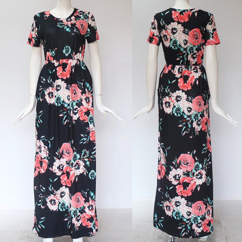 Women Summer Floral Print Maxi 2025 Loose White Boho Beach Dress Women Vintage
