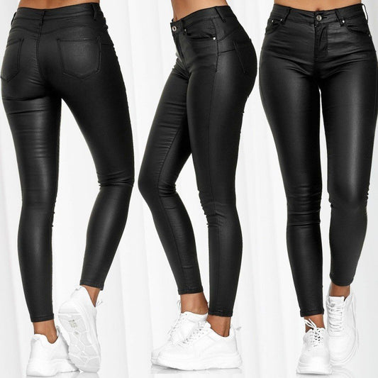 2025 Fashion Faux Leather Pants Women's Sexy Stretch Casual Leggings Solid Leather Bodycon Pencile Pants For Women Streetwear