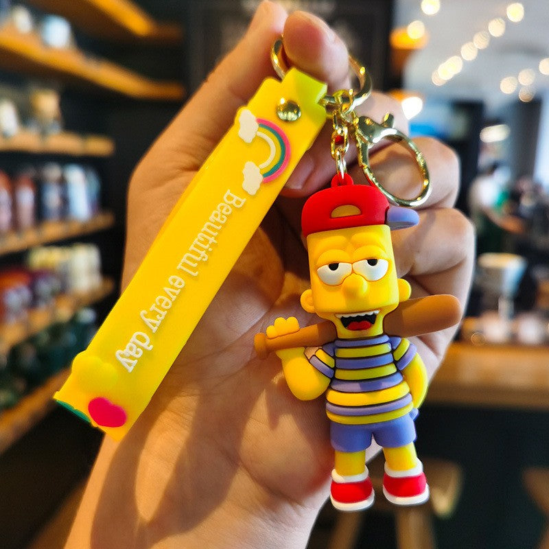 Chaveiro Os Simpsons Desenho Animado Silicone Pingente Chaveiro Mochila Enfeite Moda Casal Chaveiro Carro Jóias Acessórios Presentes