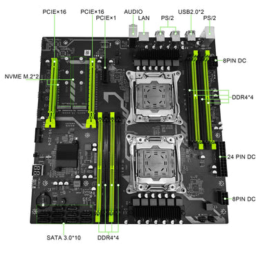 ZSUS X99 Dual Motherboard C612 Chip CPU M.2 LGA 2011 V3 E-ATX USB3.0 SATA3 8 DIMM DDR4 Support Xeon processor slot 2011-3