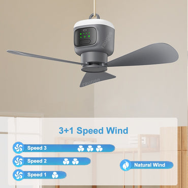 12000mAh Ceiling Fans Portable Camping Fan Tent Air Circulator Cooler Outdoor Rechargeable Electric Fan LED Light Remote Control