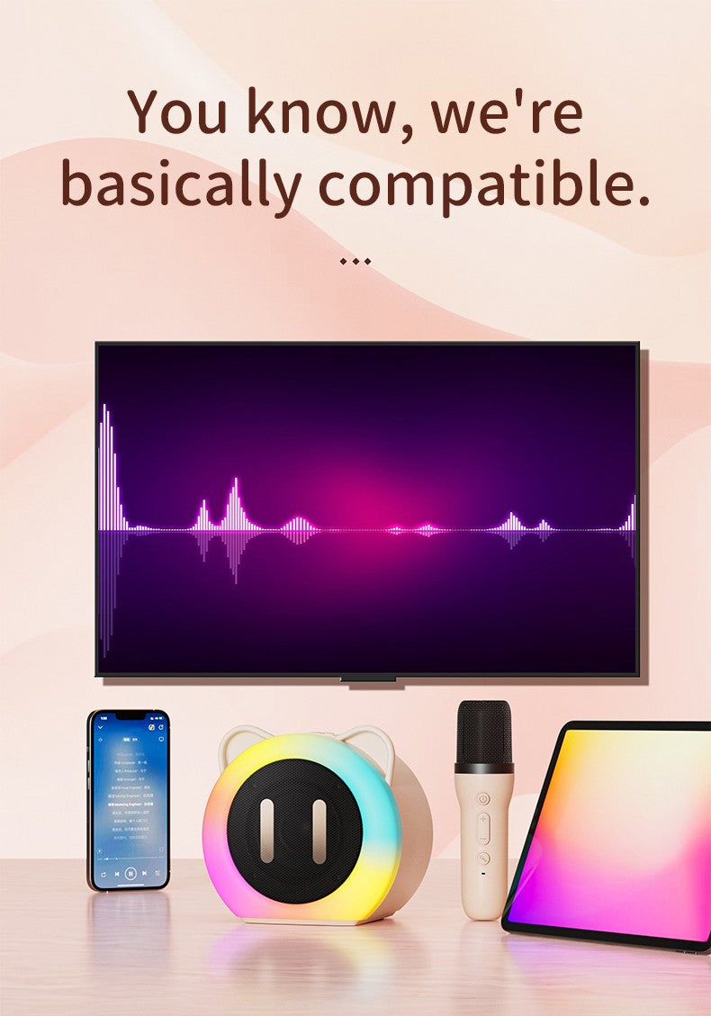 PARAMITA Bluetooth Speaker Portable Home Cute Karaoke Mini Wireless Audio with Microphone Home Karaoke Singing Machine Kids Gift