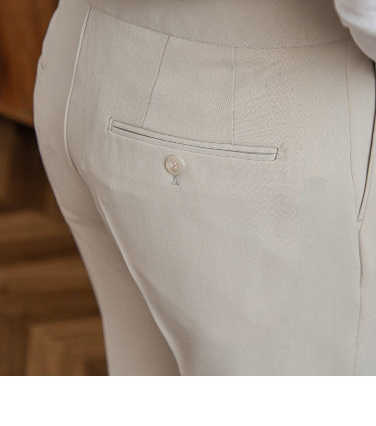 High Waisted Men Straight Casual Suit Pants High Quality Naples Pants British Elegant Trousers Apricot Black Banquet Wedding