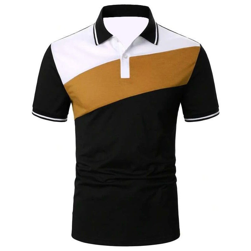 3D Print Color Block Polo Shirt For Men Colorful Striped Pattern T-Shirt Summer Casual Lapel Tops Loose Short Sleeve Street Tees