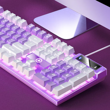 Teclado YINDIAO Gamer com Fio para Laptop Desktops PC Acessórios de Escritório Teclados Gamer de Perfil Baixo com Teclado Numérico