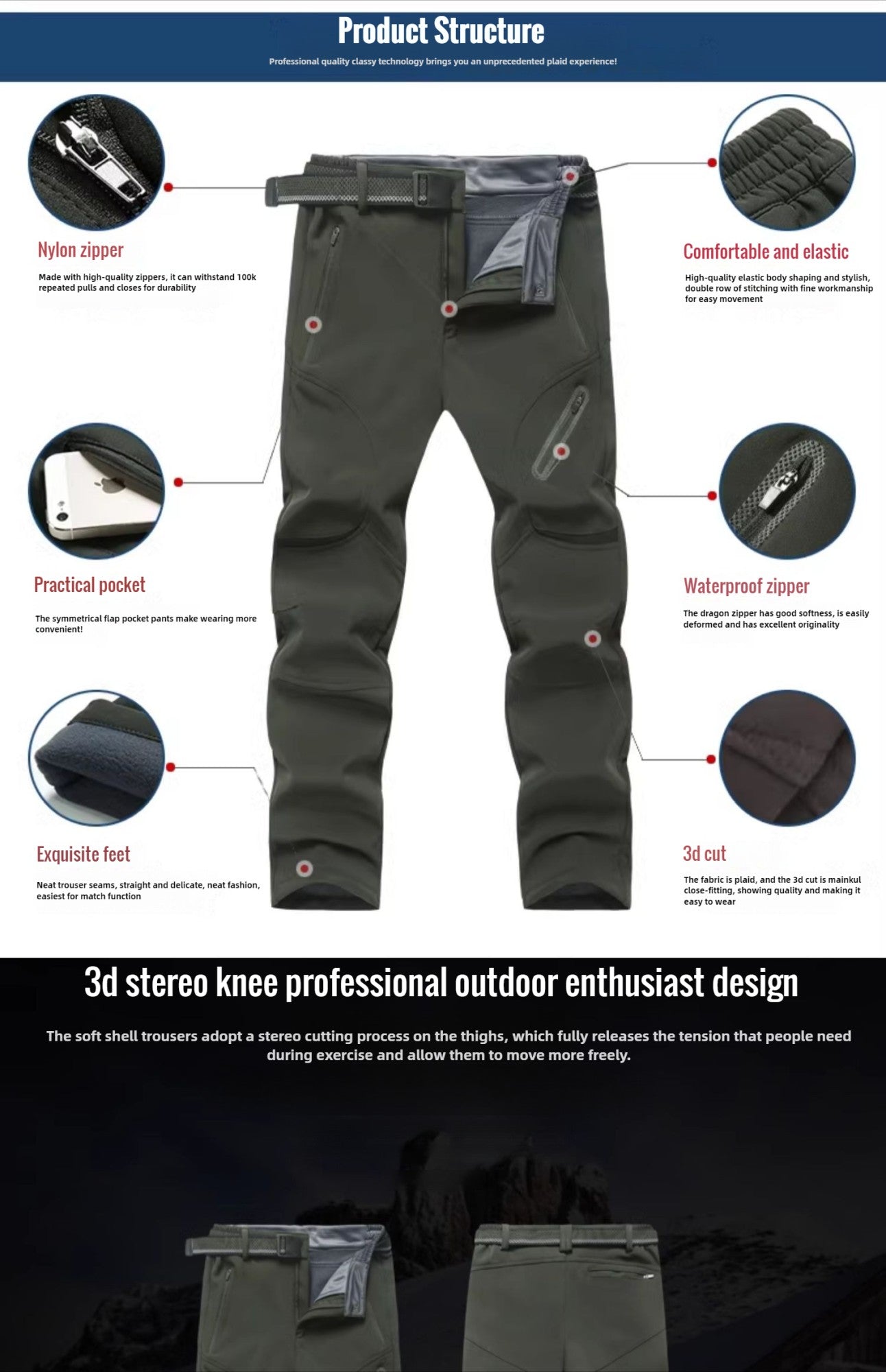 2024 Big Size Waterproof Pants Men Soft Shell Fleece Warm Trousers Male Outdoor Plus Large 9XL 4XL 8XL Work Winter Autumn Black