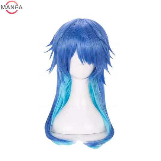 Dramatical Murder DMMD Seragaki Aoba Cosplay Wig Gradient Blue Heat Resistant Synthetic Hair Wig + Wig Cap