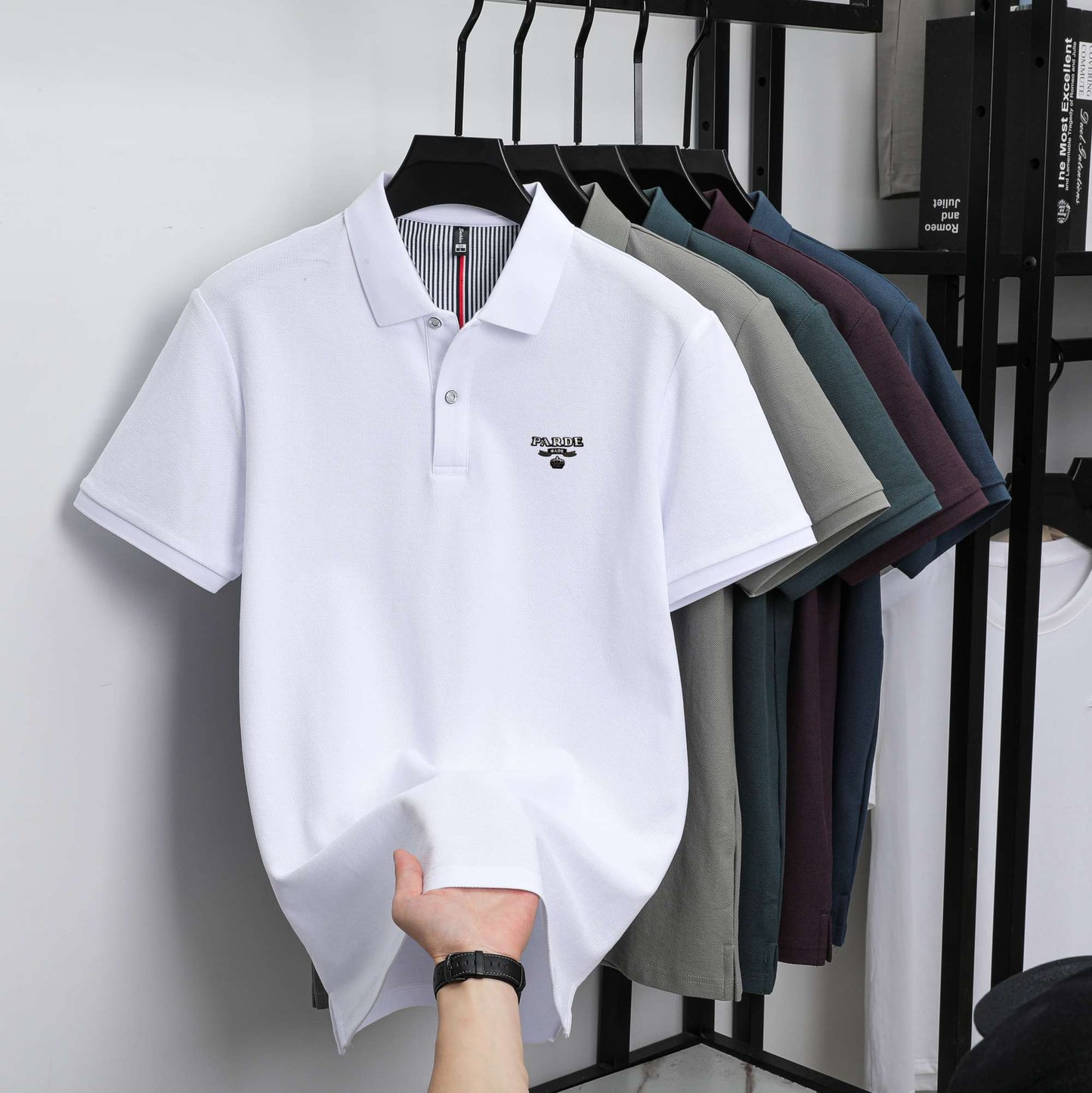 100% pure cotton new high-end brand men's short sleeved polo shirt summer fashion boutique crown badge golf top casual T-shirt