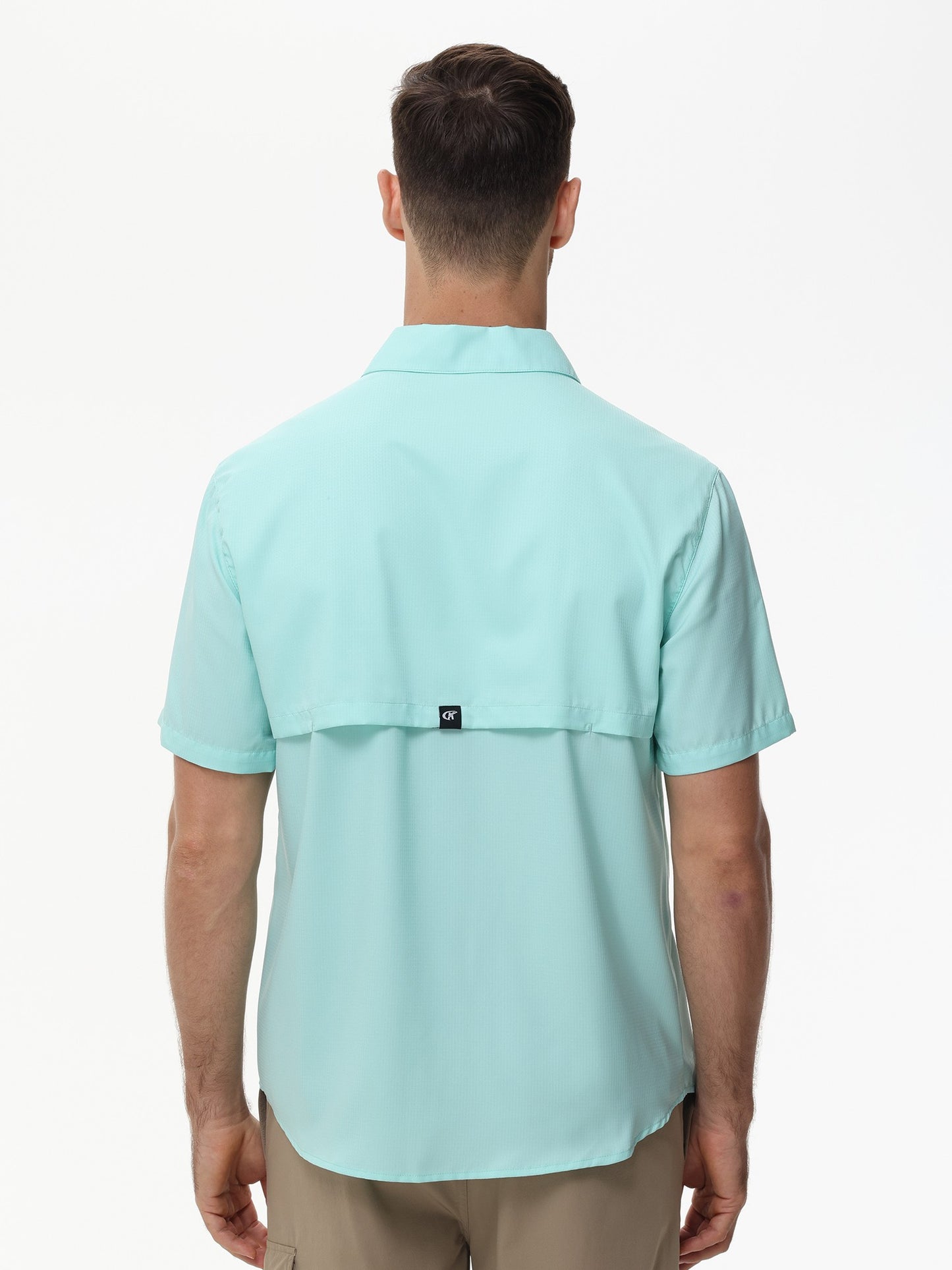 Summer Men's UPF 50+ Fishing Shirts, Casual Breathable Short Sleeve Cargo Fishing Shirt, Button Down Tactical Shirts Blouse