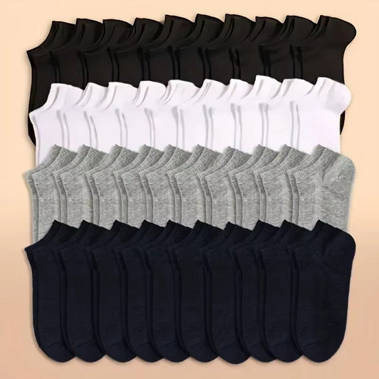 10 or 20 or 40 Pairs Unisex Solid Cotton Socks Men Women Low Cut Ankle Socks Bulk Black White Grey Socks Soft Lightweight
