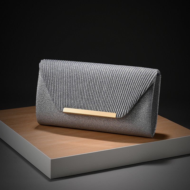 Luxury Envelope Evening clutch Bag New Bright Grain Wrinkle Textured Long Hardware shoulder bag Wedding Handbag for wedding bag