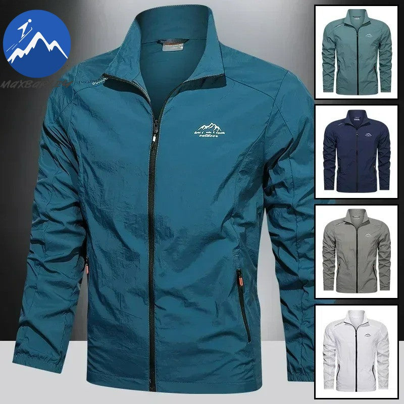 Men Summer Windbreaker Zip Pockets UV Sun Protection Jackets Breathable Ultra-light Working Clothes Outdoor Skin Thin Coats Camp