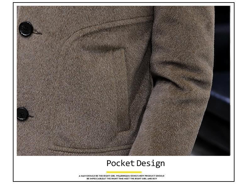 Autumn Winter Short Woolen Coat Merino Wool Men Korean Mink Imitation Jacket Trendy Heavy Clothes Mens Overcoat Heren Jas