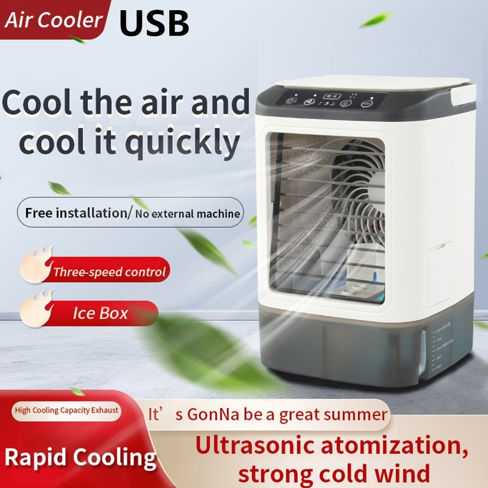 Mini Ventilador de Ar Condicionado Portátil USB 3 Velocidades Ventilador de Mesa Doméstico Lâmpada Noturna LED Refrigerador de Ar para Quarto Escritório Acampamento ??? ???