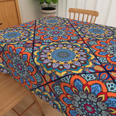 Bohemian Mandala Tablecloth Rectangular Table Decor Polyester Washable Durable Table Cover for Dining Office Kitchen Picnic