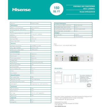Ar-Condicionado Portátil AP0522CR1W 5000 BTU DOE 115 Volts Ventilado Recondicionado para Uso Doméstico/Escritório Corpo de Alumínio Branco Eficiente em Energia