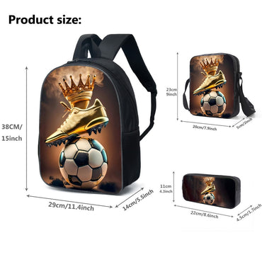 Luxury Popular football 3D Print 3pcs/Set pupil School Bags Laptop Daypack Backpack Inclined shoulder bag Pencil Case