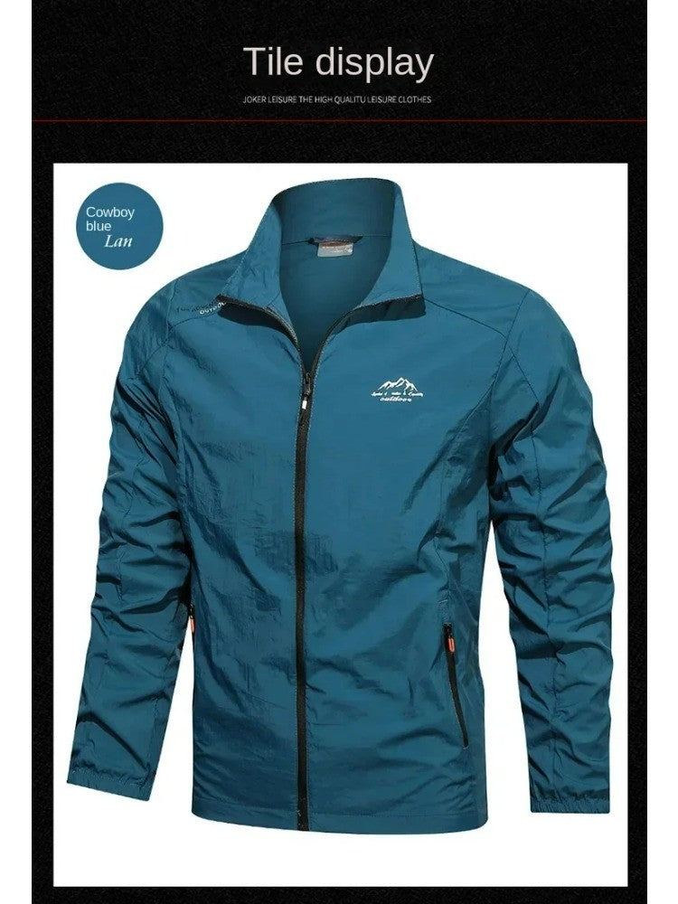 Men Summer Windbreaker Zip Pockets UV Sun Protection Jackets Breathable Ultra-light Working Clothes Outdoor Skin Thin Coats Camp