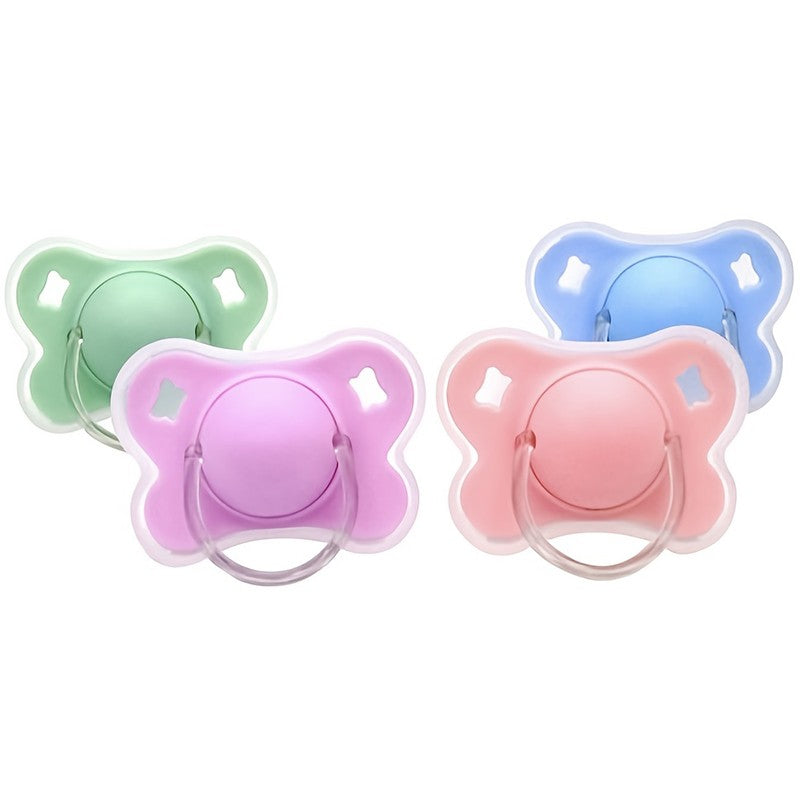 4-Color Silicone Baby Pacifier with Thumb & Round Nipple,Daily Use Flower Design Soother Pacifier with Cover for Kids