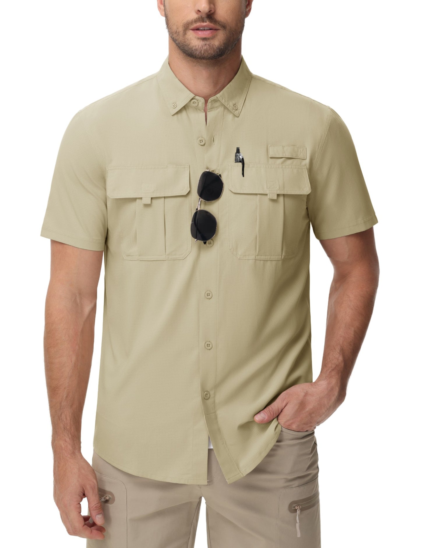 TACVASEN UPF 50+ Sun Protection Shirts Men's Quick Dry Outdoor Fishing Hiking Shirt Mesh Breathable UV Work Cargo Shirts Men