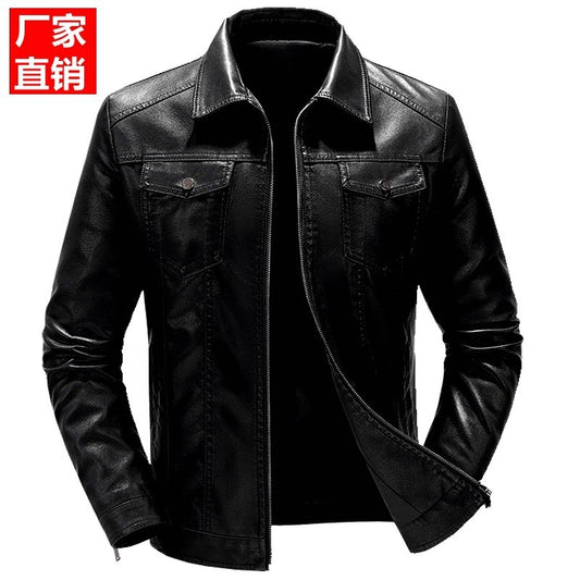 Mens Vintage Faux Leather Outwear Leather Jacket Motorcycle Black Biker Jackets Casual Lightweight Men PU Zipper Moto Outwear