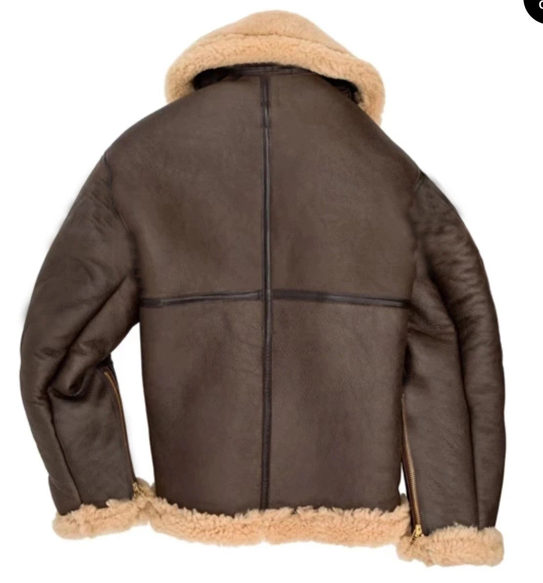 2025 Men's Winter Plush Leather Jacket Fashion Integrated Fur Thickened Warm Long Sleeve Cardigan Coats Leisure Versatile Jacket