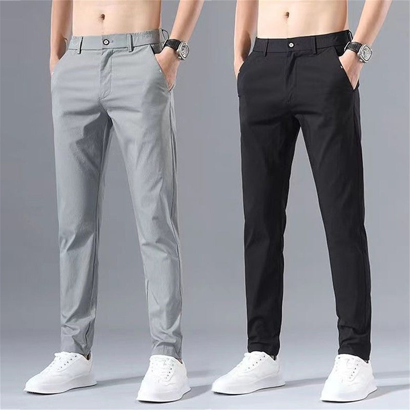 Calças Masculinas de Negócios Sociais Casual Caqui Verde-claro Perna Reta Clássica Slim Fit Venda Quente Fina Masculina