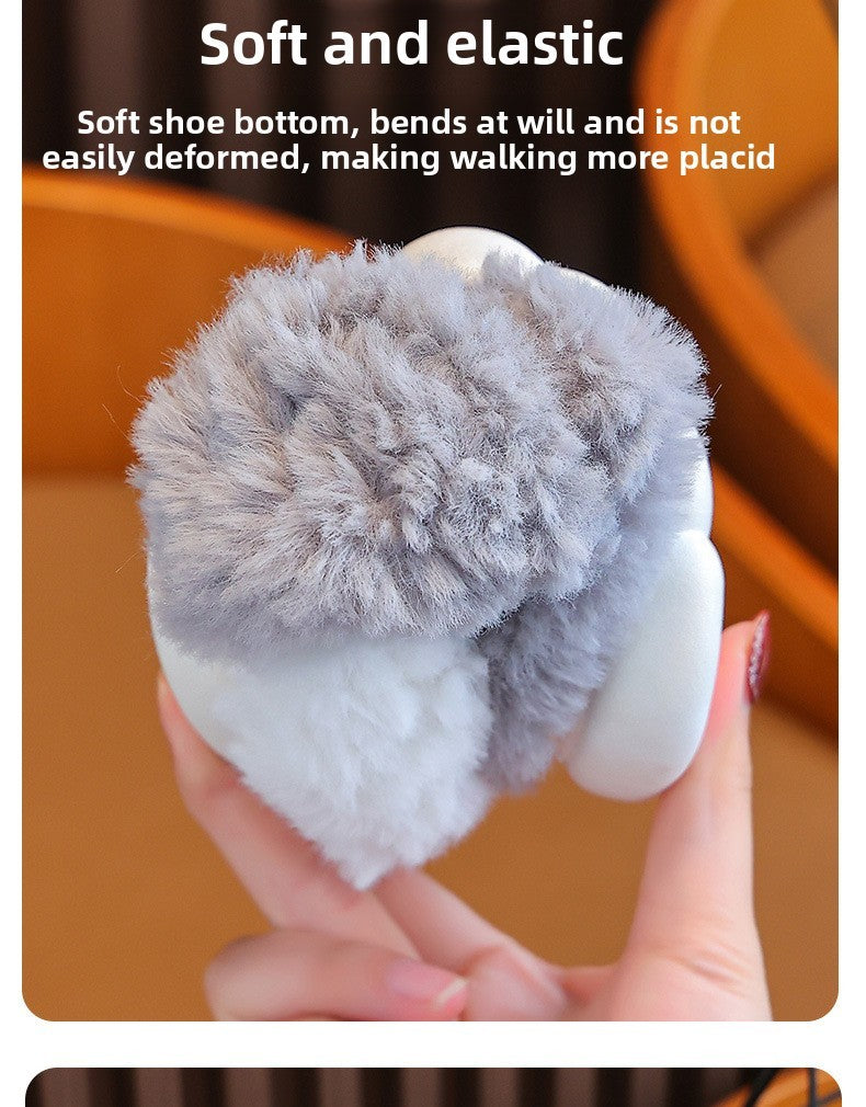 Kids Cotton Slippers Winter Boys Girls Non Slip Indoor Cute Dog Design Warm House Shoes for Children