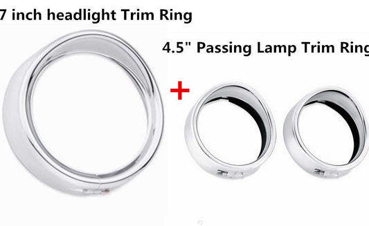 Motorcycle Headlight Trim For Harley Touring Road King Electra Glide Softail FLD/FLH Parts 7" Ring Bezel Visor 4.5" Led Fog Lamp