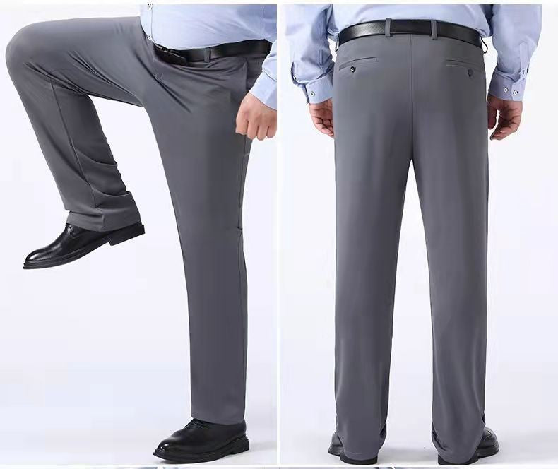 Men Summer Suit Pants Casual Pants Business Fashion Classic Solid Color Stretch Straigh Thin Cotton Trousers Plus Size A177