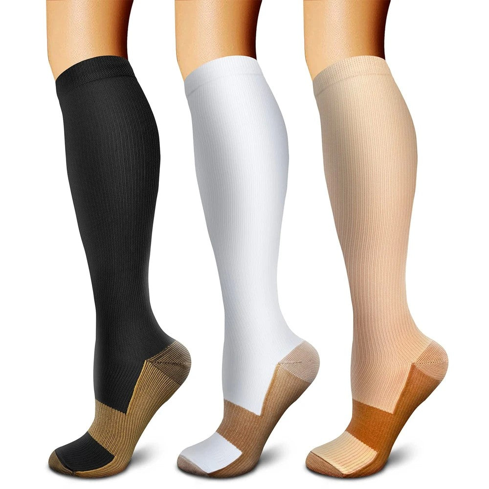 1Pair Copper Fiber Compression Socks Men's Women's Outdoor Sports Socks Happy Interesting Nylon Varicose Veins Diabetes Fitness
