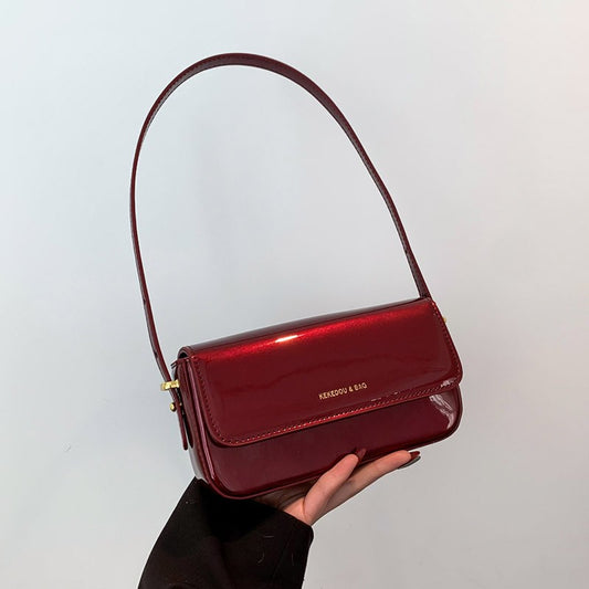 Solid color personalized women's bag Angola red classic style small bag light luxury texture shoulder bag