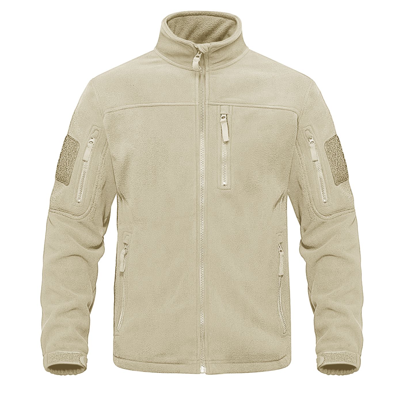 TACVASEN Full Zip Up Green Fleece Jacket Thermal Warm Work Coats Mens Zipper Pockets Jacket Hiking Training Outwear Windbreaker