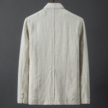White Cotton Linen Suit Coat Men's Spring Summer Pure Color Slim Casual Business Thin Mens Blazer Jacket Comfortable Breathable