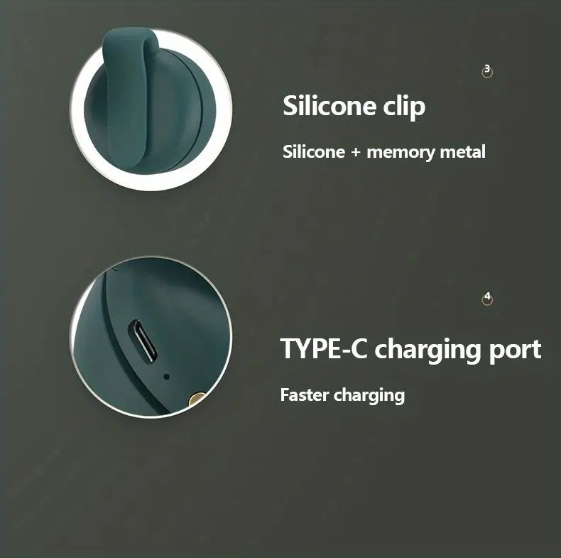 Portable silent mini bladeless electric fan, adjustable 3-speed suspended waist fan, rotating body fan, suitable for outdoor