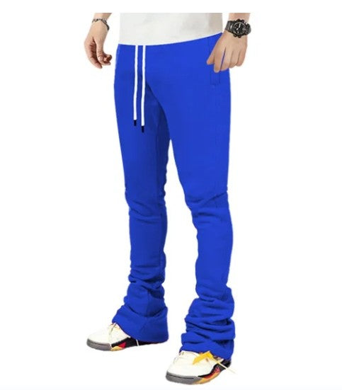 Plus Size Cargo Stacked Pants for Men Fleece Flare Sweat Pants Street Wear Men Pile Up Hiphop Pants New Design