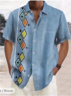 Mens Shirt Casual Print Hawaiian Shirts Men Women Fashion Beach Shirt Turn Down Collar Button Blouse Street Social Camisas Male