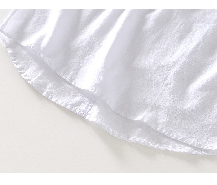 2024 Men's Linen Long-sleeved Shirt with Stand Collar, Youth Casual Loose Men's Cotton and Linen White Shirt.Beach Vacation Top