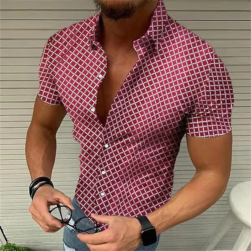 5-color summer men's retro plaid shirt fashion casual luxury shirt short sleeve men's Hawaiian shirt camisa Masculina 5XL 2023