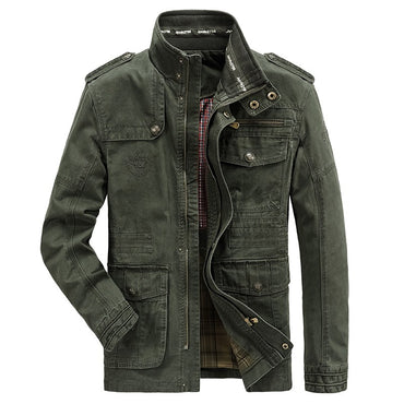 Autumn Men's Military Jacket Casual Man Stand Collar Cotton Business Coats Men Multi-pocket Windbreaker Jackets Clothing 7XL