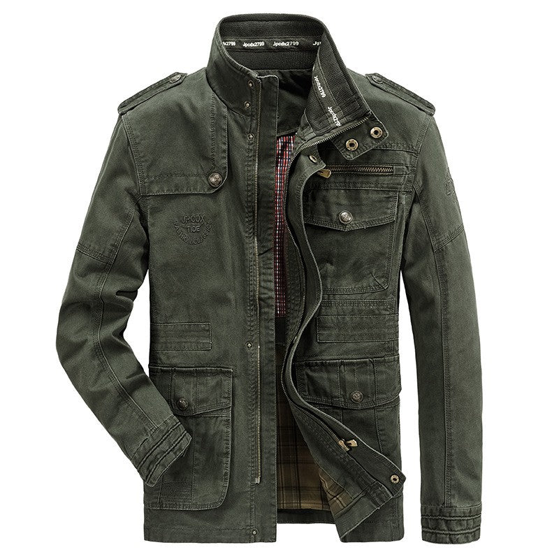 Autumn Men's Military Jacket Casual Man Stand Collar Cotton Business Coats Men Multi-pocket Windbreaker Jackets Clothing 7XL