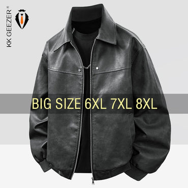 Leather Jacket Men Suede Coats Black Oversized 6XL 7XL 8XL Plus Size Street Motorcycle Autumn Hip Hop Brand Waterproof Autumn