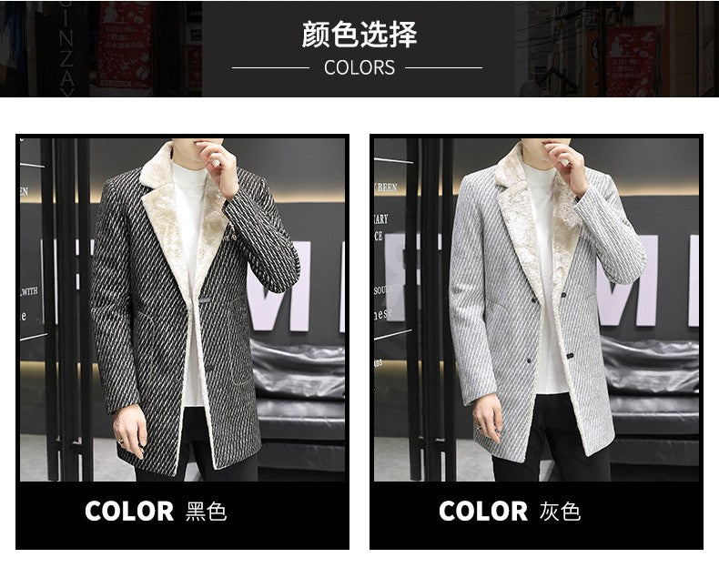 2021 Winter Corduroy Wool Blends Jacket Men Plus Velvet Thickened Warm Overcoat Casual Business Social Windbreaker Men Clothing