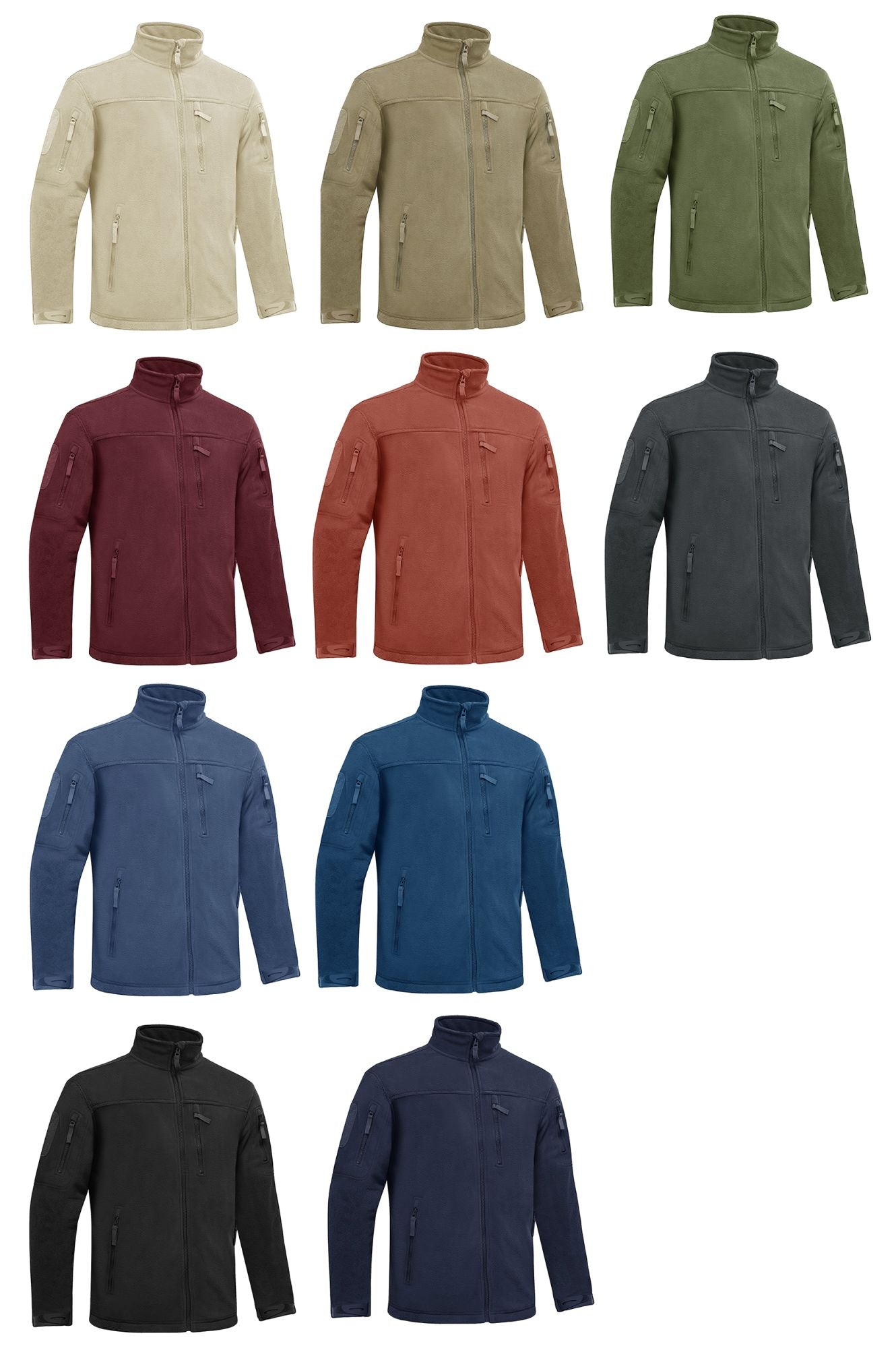 TACVASEN Winter Fleece Jacket Mens Zipper Pockets Work Jacket Thermal Warm Full Zip Fishing Hiking Coats Outwear Man Windbreaker