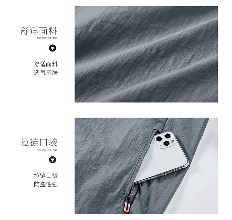 2025 Men's Summer Sun Protection Jacket Ultra-Light Thin Skin-Friendly Breathable UV Proof Fishing Ice Silk Sunscreen Coat