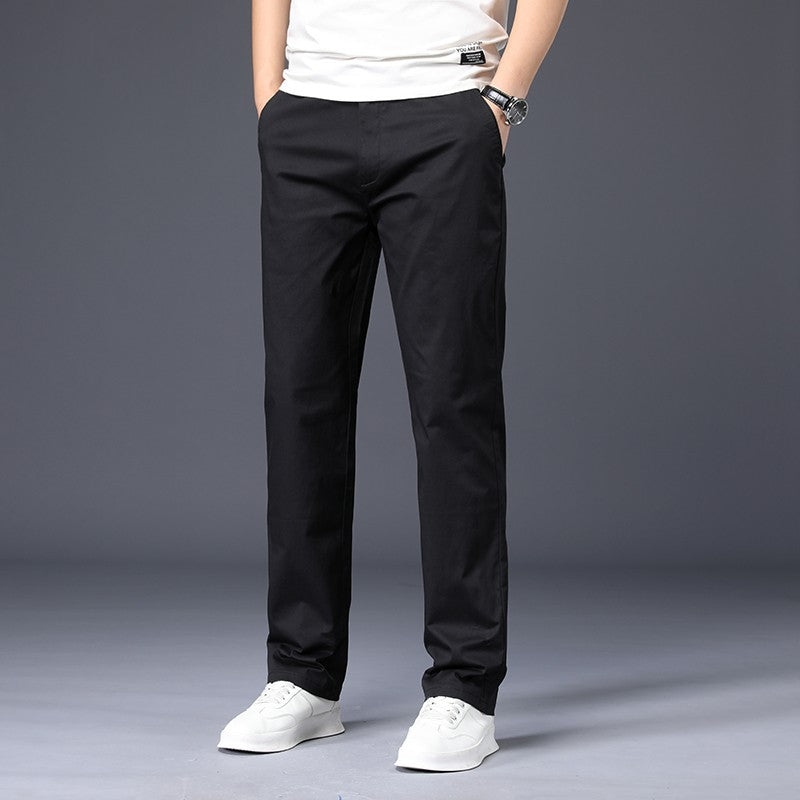 Mens Pants Cotton Casual Stretch male trousers man long Straight High Quality 4 color Plus size pant suit 42 44 46